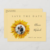 Rustikale Sonnenblumen Foto Hochzeit speichern das Ankündigungspostkarte (Vorne/Hinten)