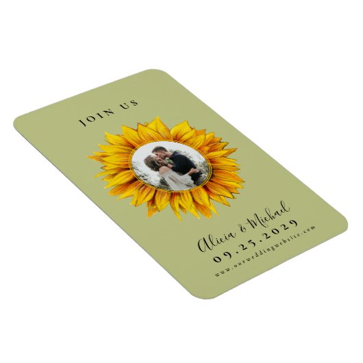 Rustikale Sonnenblumen Foto Hochzeit speichern das Magnet (Rechte Seite)