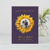 Rustikale Sonnenblumen Foto Hochzeit speichern das Save The Date (Stehend Vorderseite)