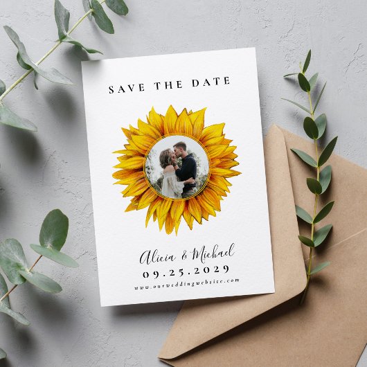 Rustikale Sonnenblumen Foto Hochzeit speichern das Save The Date