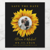 Rustikale Sonnenblumen Foto Hochzeit speichern das Weinetikett (Einzelnes Label)