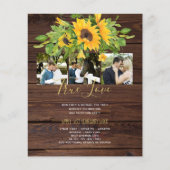 Rustikale Sonnenblumen Foto Hochzeitseinladungen (Vorderseite)