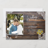 Rustikale Sonnenblumen Foto Hochzeitsvorlage einla (Vorderseite)