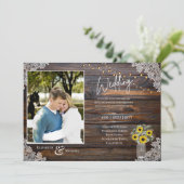 Rustikale Sonnenblumen Foto Hochzeitsvorlage einla (Stehend Vorderseite)