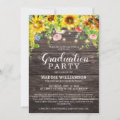 Rustikale Sonnenblumen FOTO VIRTUAL Abschluss Einladung (Vorderseite)