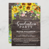 Rustikale Sonnenblumen FOTO VIRTUAL Abschluss Einladung (Vorne/Hinten)