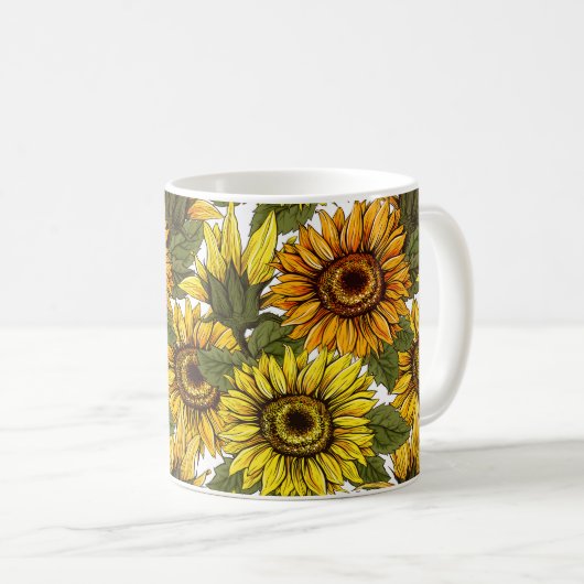 Rustikale Sonnenblumen Garden Country-Kaffee Kaffeetasse (VorderseiteRechts)