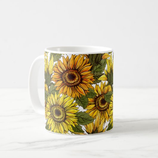 Rustikale Sonnenblumen Garden Country-Kaffee Kaffeetasse (Vorderseite Links)