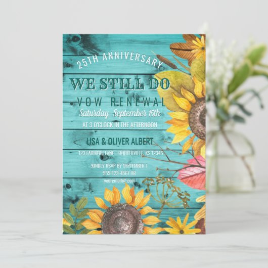 Rustikale Sonnenblumen Garten Neuer Geburtstag Einladung (Stehend Vorderseite)