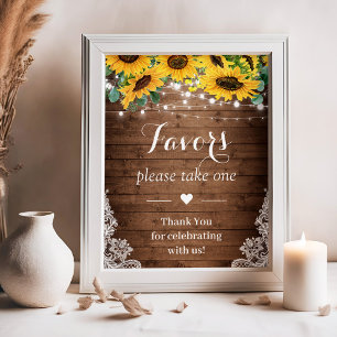Rustikale Sonnenblumen-Gastgeschenke Hochzeiten si Poster