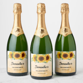 Rustikale Sonnenblumen-Geburtstagsfeier Schaumweinetikett
