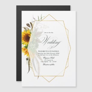 Rustikale Sonnenblumen-Geometrische Hochzeit Magneteinladung