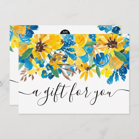 Rustikale Sonnenblumen Geschenkgutschein (Vorne/Hinten)