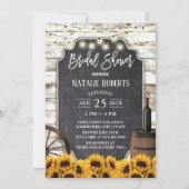 Rustikale Sonnenblumen gewittertes Brautparty aus Einladung (Vorderseite)