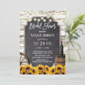 Rustikale Sonnenblumen gewittertes Brautparty aus Einladung (Stehend Vorderseite)