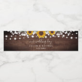 Rustikale Sonnenblumen Gipskraut Jar Lights Hochze Wasserflaschenetikett (Einzelnes Label)