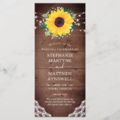 Rustikale Sonnenblumen Gipskraut Lights Wedding Programm (Vorderseite)