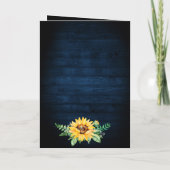 Rustikale Sonnenblumen Gipskraut Navy Blue Wedding Einladung (Rückseite)