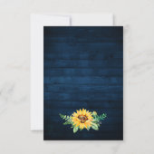 Rustikale Sonnenblumen Gipskraut Navy Blue Wedding RSVP Karte (Rückseite)