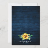 Rustikale Sonnenblumen Gipskraut Navy Blue Wedding Save The Date (Rückseite)