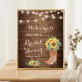 Rustikale Sonnenblumen Girl Boots Lights Brautpart Poster