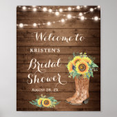 Rustikale Sonnenblumen Girl Boots Lights Brautpart Poster (Vorne)