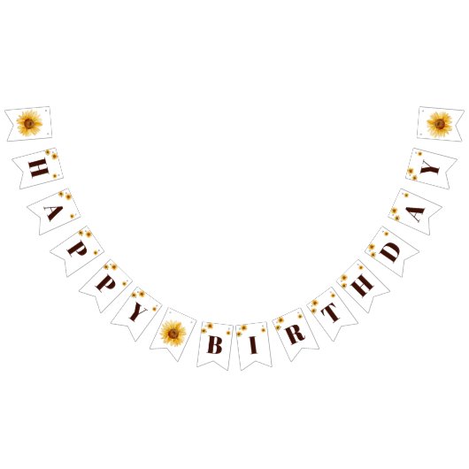 Rustikale Sonnenblumen Girls glücklich zum Geburts Wimpelkette (Alle)