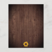 Rustikale Sonnenblumen Gold Dots Hochzeit Einladun (Rückseite)