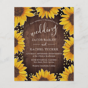Rustikale Sonnenblumen Gold Dots Hochzeit Einladun