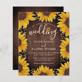 Rustikale Sonnenblumen Gold Dots Hochzeit Einladun (Vorne/Hinten)