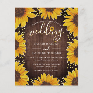 Rustikale Sonnenblumen Gold Dots Hochzeit Einladun