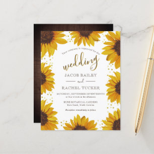 Rustikale Sonnenblumen Gold Dots Hochzeit Einladun