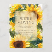 Rustikale Sonnenblumen Grüne Blätter ändern Adress Postkarte (Vorderseite)