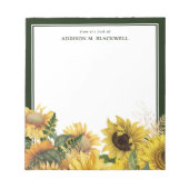 Rustikale Sonnenblumen Grüne Grenze vom Schreibtis Notizblock (Vorderseite)