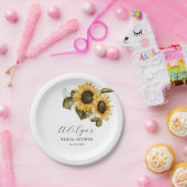 Rustikale Sonnenblumen Grünes Brautparty Pappteller (Party)