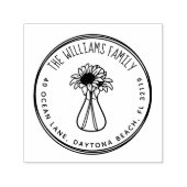 Rustikale Sonnenblumen Handgeschriebene Rücksendea Permastempel (Design)