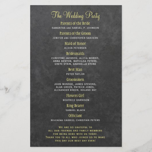 Rustikale Sonnenblumen HAUSHALT Hochzeitsprogramm (Rückseite)