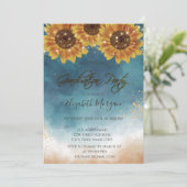 Rustikale Sonnenblumen, helle Abschluss Einladung (Stehend Vorderseite)