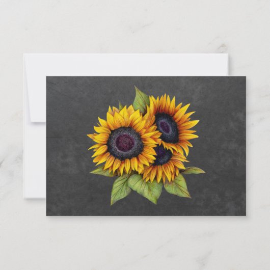 rustikale Sonnenblumen Herbst Hochzeitsskript uAwg RSVP Karte (Rückseite)