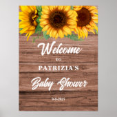 Rustikale Sonnenblumen-Herbst-Willkommens-Baby-Par Poster (Vorne)