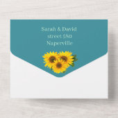 Rustikale Sonnenblumen-Hochzeit All In One Einladung (Rückseite)