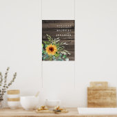 Rustikale Sonnenblumen Hochzeit Begrüßung Untersch Poster (Küche)