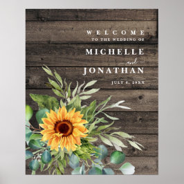 Rustikale Sonnenblumen Hochzeit Begrüßung Untersch Poster