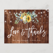Rustikale Sonnenblumen Hochzeit danke Karte (Vorderseite)