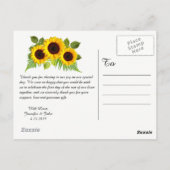Rustikale Sonnenblumen Hochzeit Danke Postcard Postkarte (Rückseite)