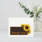 Rustikale Sonnenblumen - Hochzeit danke Postkarte (Stehend Vorderseite)