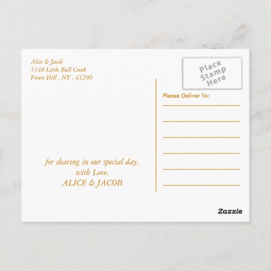 Rustikale Sonnenblumen - Hochzeit danke Postkarte (Rückseite)