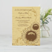 Rustikale Sonnenblumen Hochzeit einladen Einladung (Stehend Vorderseite)
