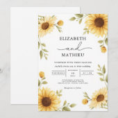 Rustikale Sonnenblumen-Hochzeit Einladung (Vorne/Hinten)