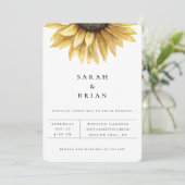 Rustikale Sonnenblumen-Hochzeit Einladung (Stehend Vorderseite)
